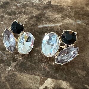 Vintage JJG 3 Stone Clip On Earrings